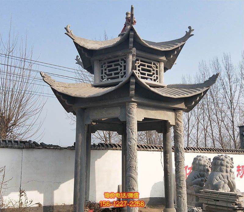 景區寺廟青石仿古雕刻鏤空涼亭 景區寺廟青石仿古雕刻鏤空涼亭