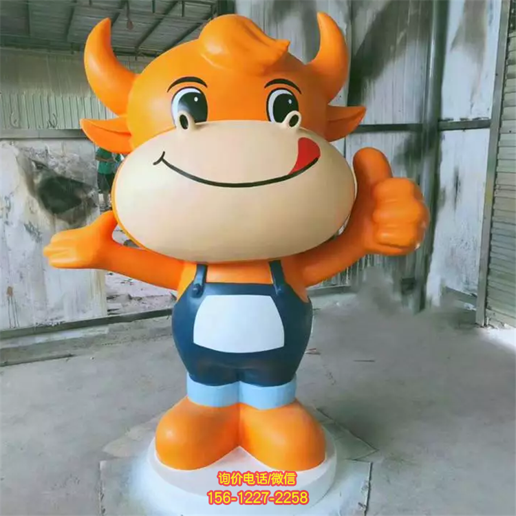 卡通牛犢子，玻璃鋼卡通動物系列美陳擺件