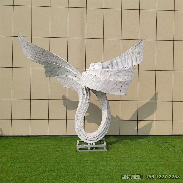 不銹鋼異形翅膀雕塑，不銹鋼鏡面抽象翅膀雕塑